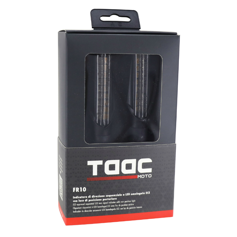 Clignotant sequentiel moto Taac FR10 18 leds fume-noir avec fonction feu de position et feu stop (M8 - long 92MM - h 24MM) (paire) qualite premium -homologue ece - vue 5