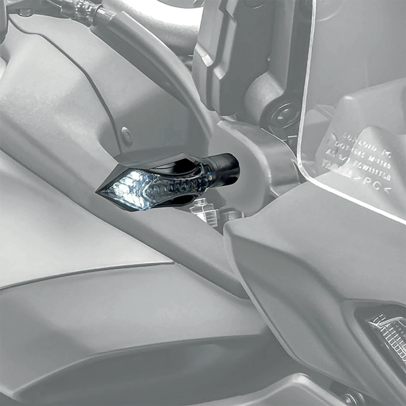 Clignotant moto Taac FR12 14 leds fume-noir avec fonction feu de position avant (M8 - long 74MM - h 26MM) (paire) qualite premium -homologue ece - vue 4