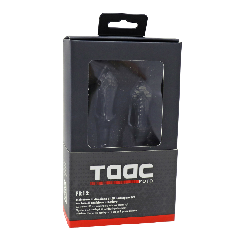 Clignotant moto Taac FR12 14 leds fume-noir avec fonction feu de position avant (M8 - long 74MM - h 26MM) (paire) qualite premium -homologue ece - vue 5