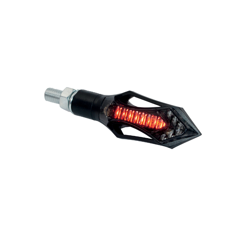 Clignotant moto Taac FR13 14 leds fume-noir avec fonction feu de position et feu stop (M8 - long 74MM - h 26MM) (paire) qualite premium -homologue ece - vue 2
