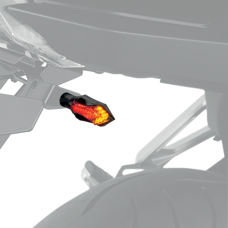 Clignotant moto Taac FR13 14 leds fume-noir avec fonction feu de position et feu stop (M8 - long 74MM - h 26MM) (paire) qualite premium -homologue ece - vue 4