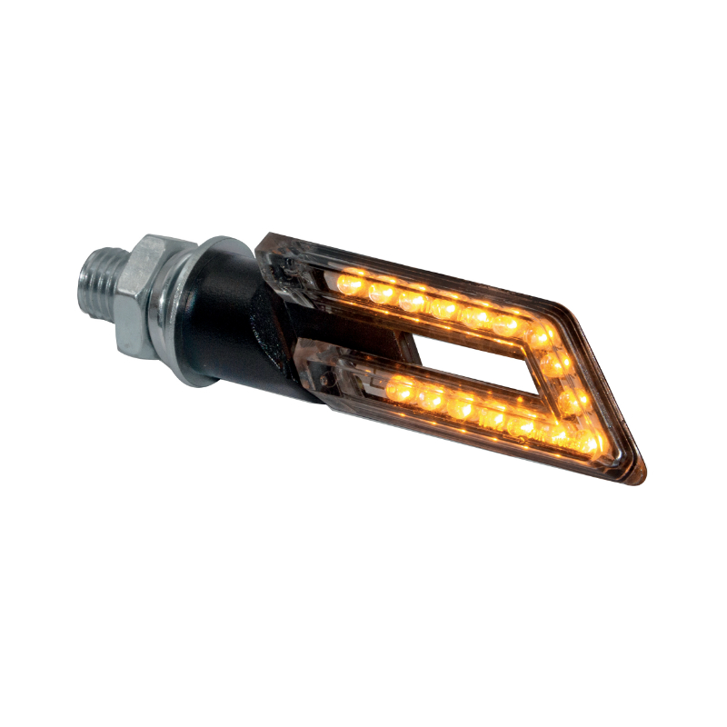 Clignotant moto Taac FR20 16 leds transparent-noir (M8 - long 66MM - h 20MM) (paire) qualite premium -homologue ece - vue 2