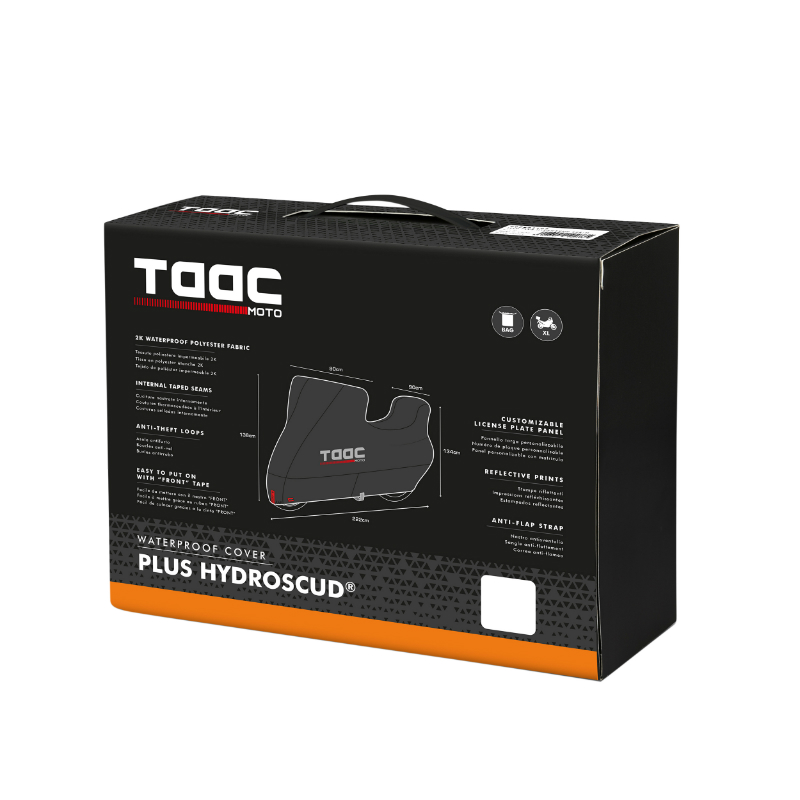 Housse de protection moto TAAC Plus Hydroscud polyester étanche 2000 mm taille XL noir (222x90x136 cm) - vue 4