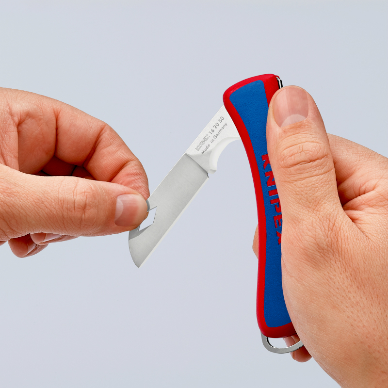 Couteau électricien pliant professionnel Knipex lame acier inoxydable poignée ergonomique 16 20 50 SB - vue 5