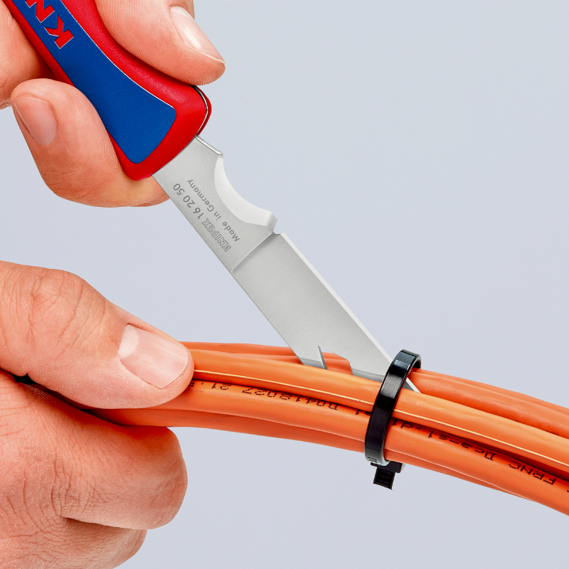 Couteau électricien pliant professionnel Knipex lame acier inoxydable poignée ergonomique 16 20 50 SB - vue 6
