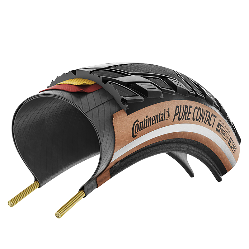 Pneu VTT urbain Continental Pure Contact 28 x 1.75 (47-622) noir flanc marron Reflex Tubeless Ready - vue 3
