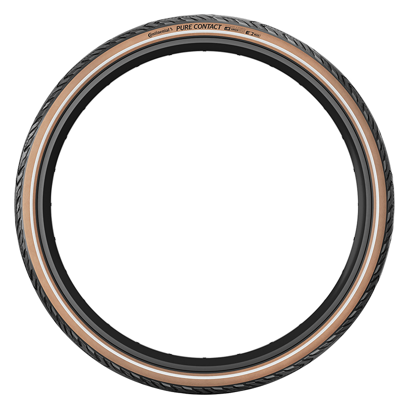 Pneu VTT urbain Continental Pure Contact 28 x 1.75 (47-622) noir flanc marron Reflex Tubeless Ready - vue 4