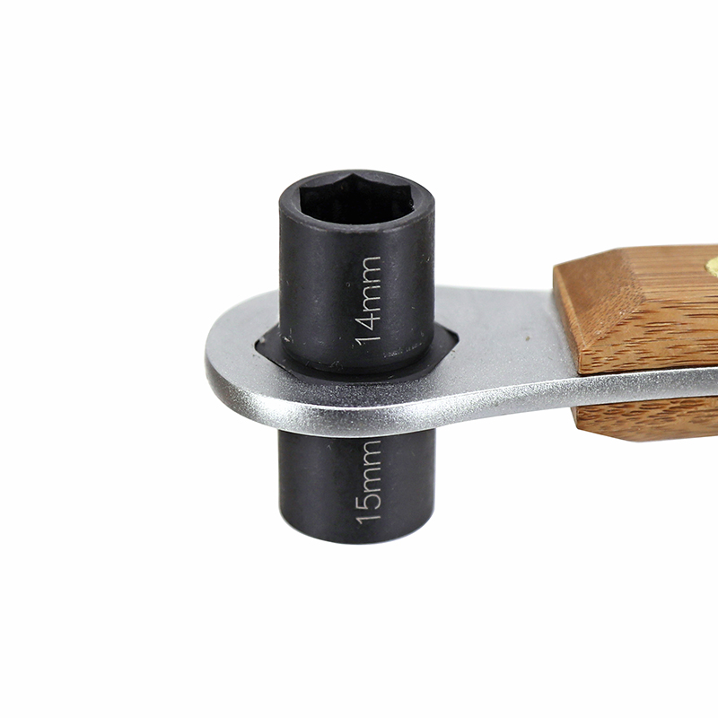 Clé à pédale bois 15 mm + douille 14 et 15 mm manche bois Newton - vue 4