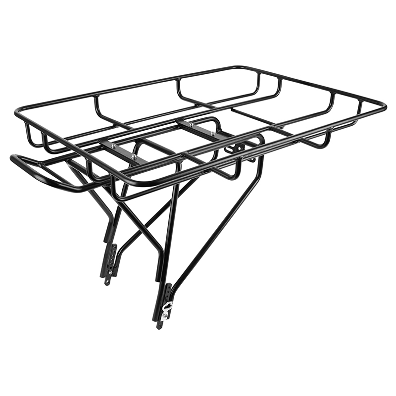 Porte-bagage vélo arrière à tringles Newton aluminium noir réglable 26-29" avec rebords - charge maxi 27 kg - vue 2