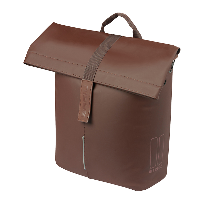 Sacoche arrière vélo latérale Basil City Shopper marron 14-16L fixation MIK - vue 2