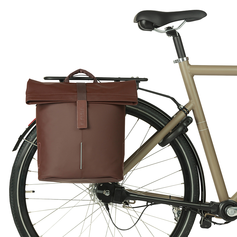 Sacoche arrière vélo latérale Basil City Shopper marron 14-16L fixation MIK - vue 7