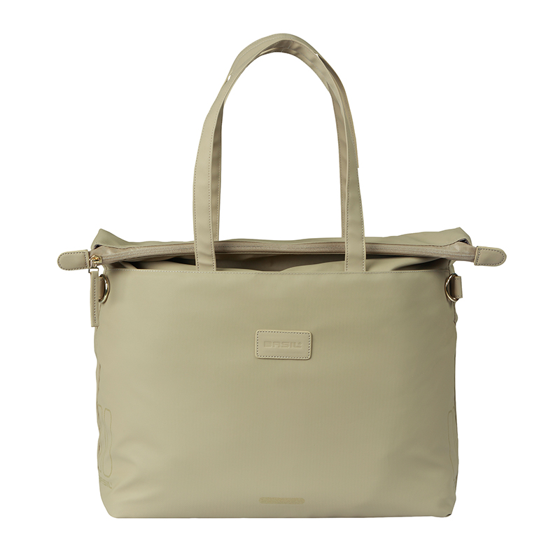Sacoche arriere velo laterale sac ordinateur portable Basil manhattan waterproof beige droit-gauche 12L fixation hook on (12X38X30CM) fermeture pliant anti-pluie - vue 2