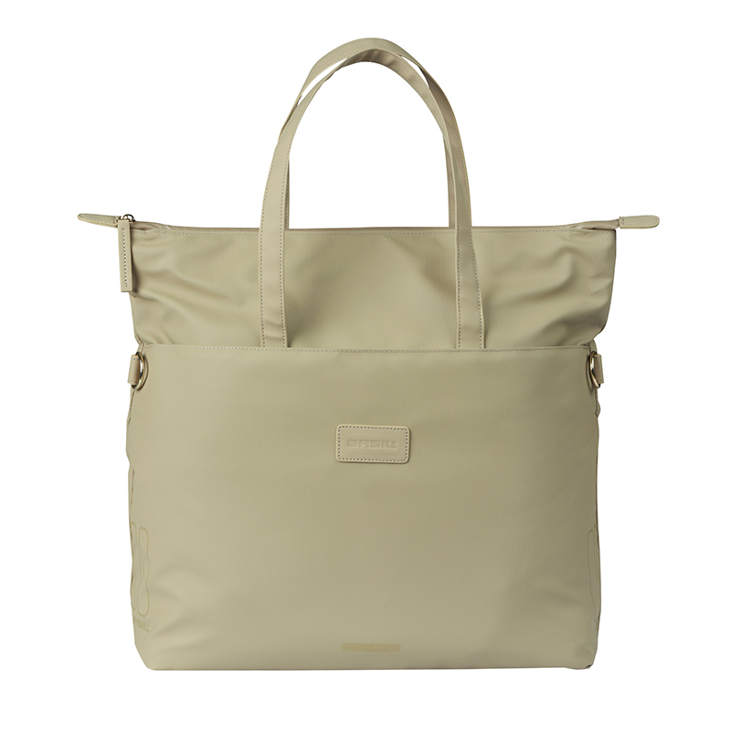 Sacoche arriere velo laterale sac ordinateur portable Basil manhattan waterproof beige droit-gauche 12L fixation hook on (12X38X30CM) fermeture pliant anti-pluie - vue 3