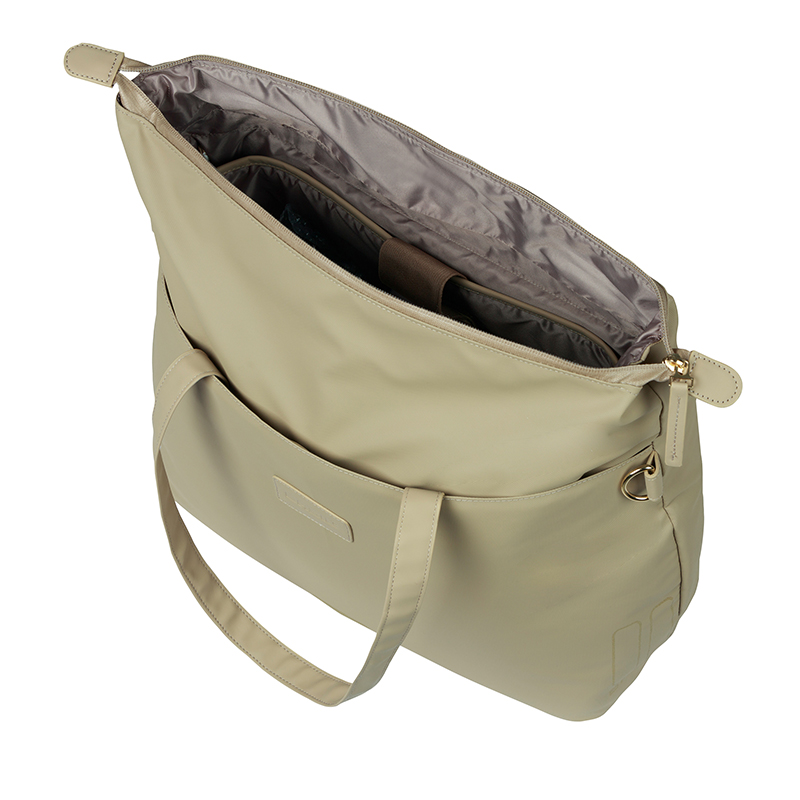 Sacoche arriere velo laterale sac ordinateur portable Basil manhattan waterproof beige droit-gauche 12L fixation hook on (12X38X30CM) fermeture pliant anti-pluie - vue 4