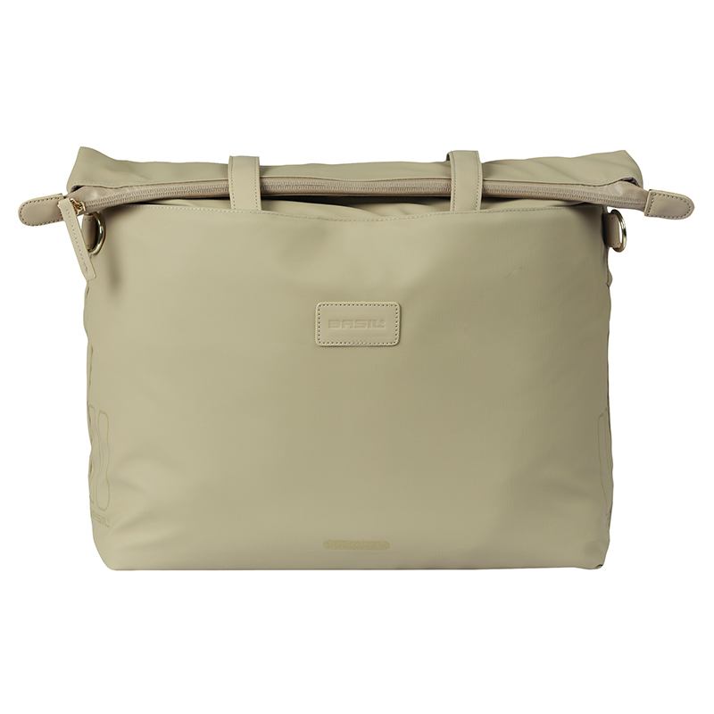 Sacoche arriere velo laterale sac ordinateur portable Basil manhattan waterproof beige droit-gauche 12L fixation hook on (12X38X30CM) fermeture pliant anti-pluie - vue 5