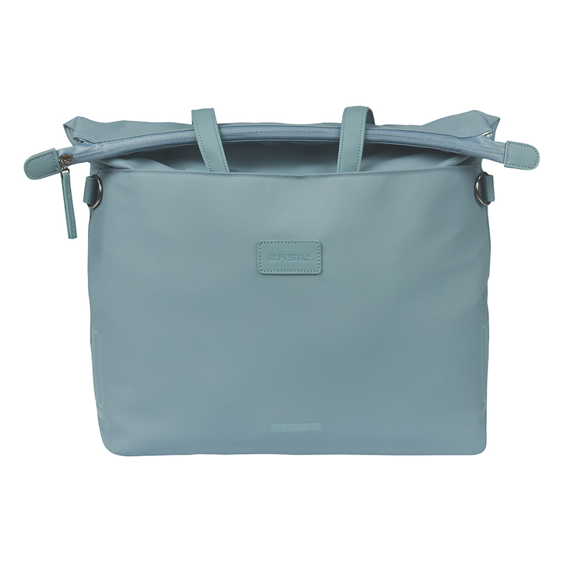 Sacoche arriere velo laterale sac ordinateur portable Basil manhattan waterproof bleu droit-gauche 12L fixation hook on (12X38X30CM) fermeture pliant anti-pluie - vue 5