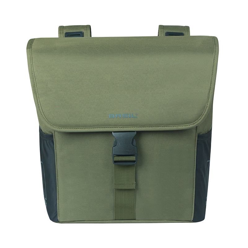 Sacoche arrière vélo double Basil Go vert foncé 32L fixation Hooks On - vue 2
