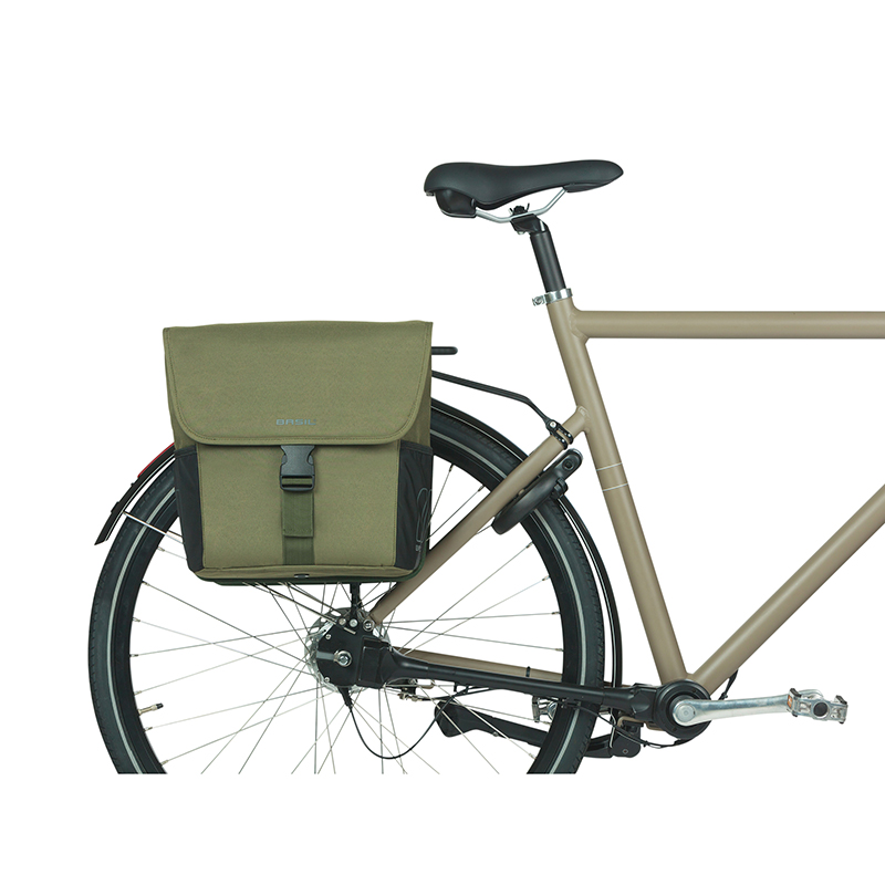 Sacoche arrière vélo double Basil Go vert foncé 32L fixation Hooks On - vue 6