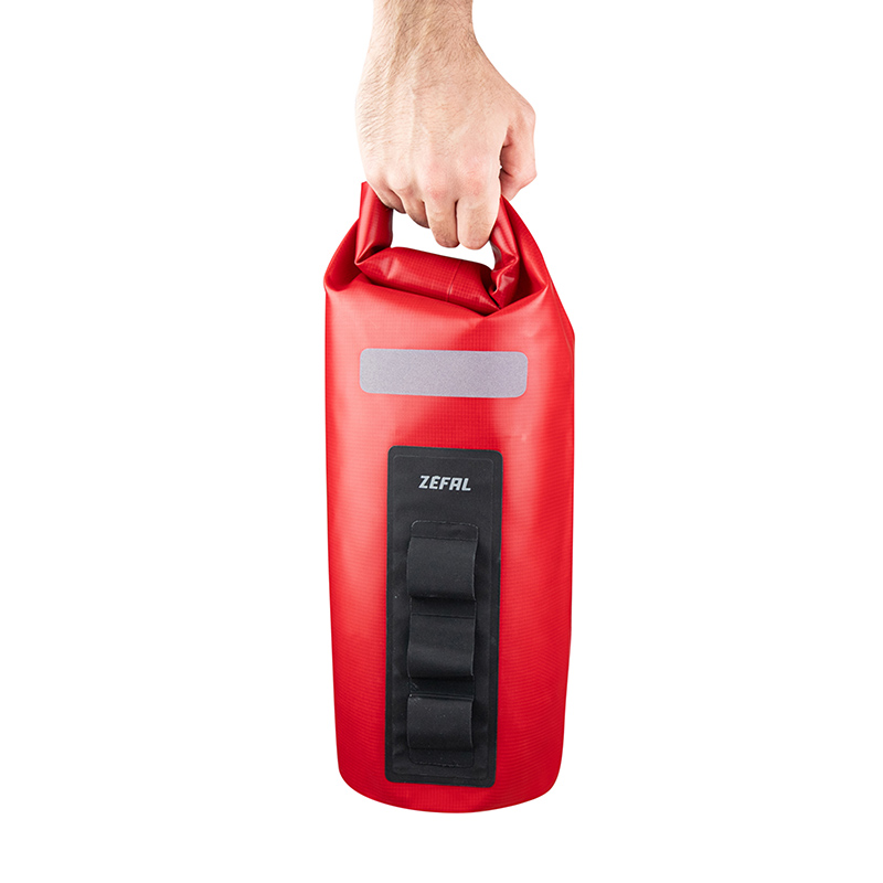 Sacoche de fourche velo Zefal z adventure dry bag rouge etanche fixation sangles auto-agrippantes - clips (LG28.5CM - 4LITRES) charge maxi 2.5KGS (support fixation non inclus ref: 199763) - vue 2