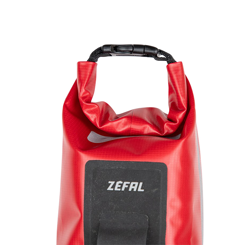 Sacoche de fourche velo Zefal z adventure dry bag rouge etanche fixation sangles auto-agrippantes - clips (LG28.5CM - 4LITRES) charge maxi 2.5KGS (support fixation non inclus ref: 199763) - vue 6