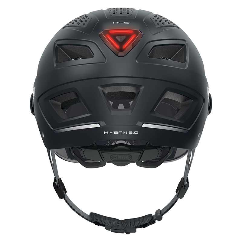 Casque vélo adulte Abus Hyban 2.0 ACE velours noir éclairage intégré taille L (56-61 cm) - vue 3