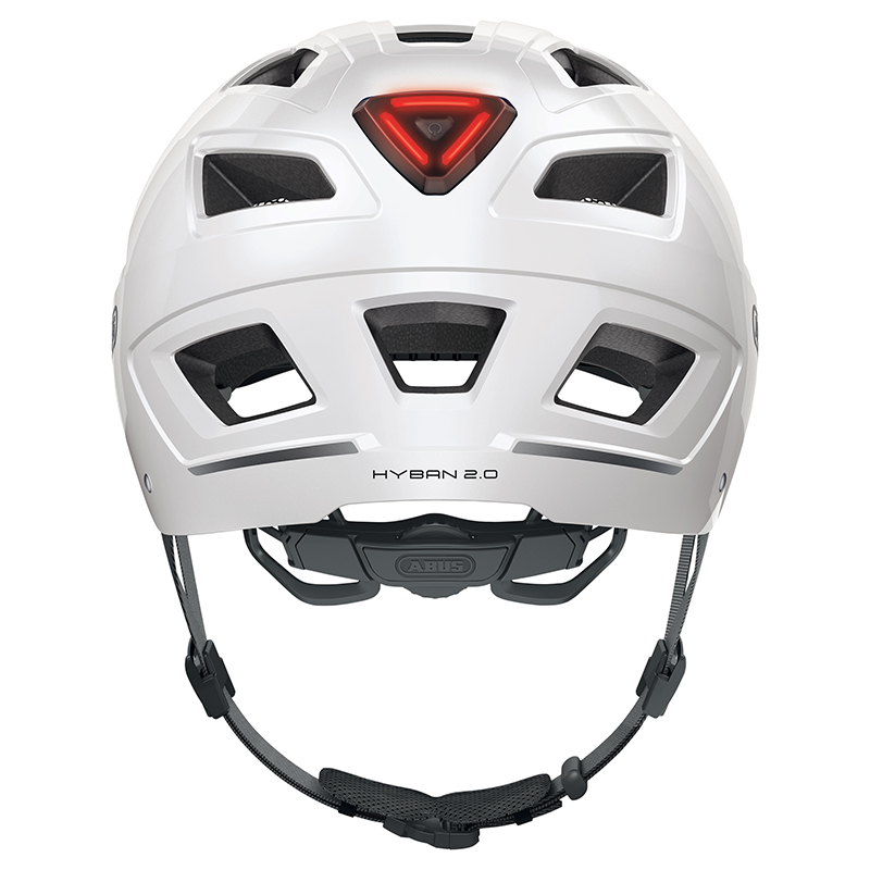 Casque vélo adulte Abus Hyban 2.0 blanc polaire éclairage intégré taille M (52-58 cm) - vue 3