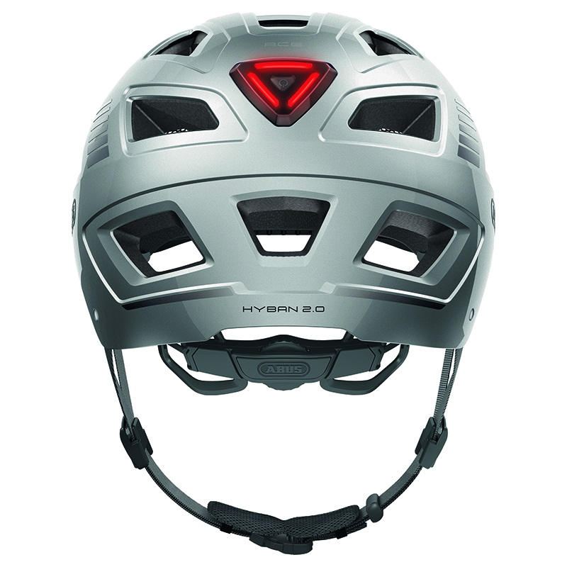 Casque vélo adulte Abus Hyban 2.0 urbain argent éclairage intégré taille M (52-58 cm) - vue 3