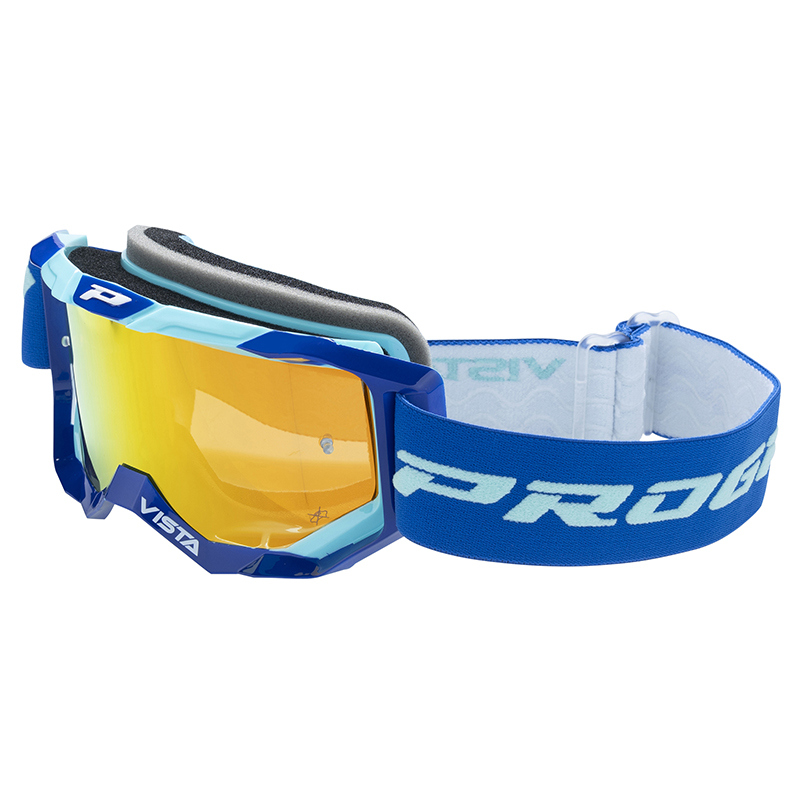 Masque-lunettes cross Progrip 3303 FL Vista multicouche bleu-turquoise écran miroir jaune anti-rayures anti-UV anti-buée - vue 2
