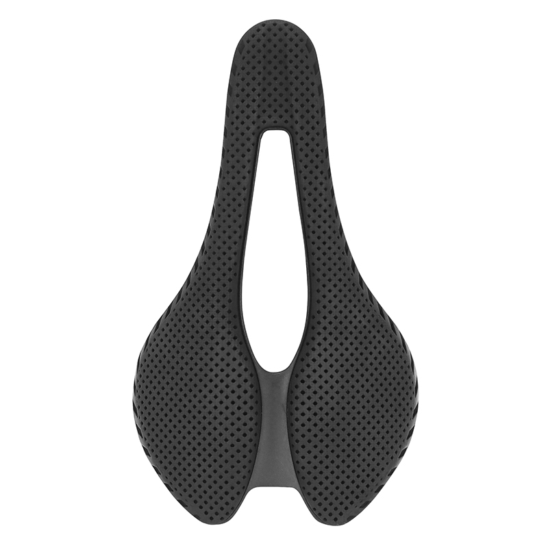 Selle NEWTON 3D carbone T801 noir ouverte 245x143 rail carbone base nylon mat - vue 2