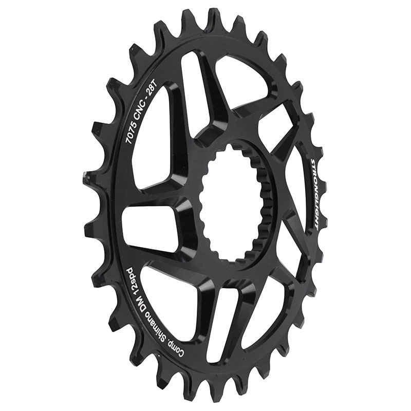 Plateau VTT direct mount pour shimano fc-m6100-m6120-m6130-fc-m7100-m7120-m7130-fc-m8100-m8120-m8130 Stronglight mono 28DTS - deport 3MM 12V. - vue 3