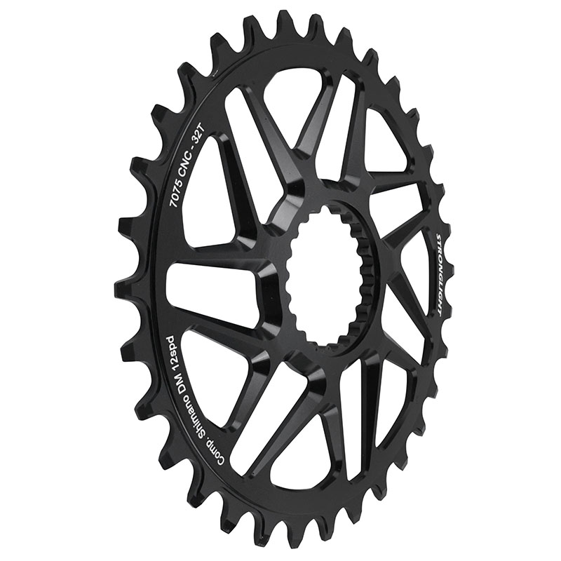 Plateau VTT direct mount pour shimano fc-m6100-m6120-m6130-fc-m7100-m7120-m7130-fc-m8100-m8120-m8130 Stronglight mono alu noir 32DTS - deport 3MM 12V. - vue 3