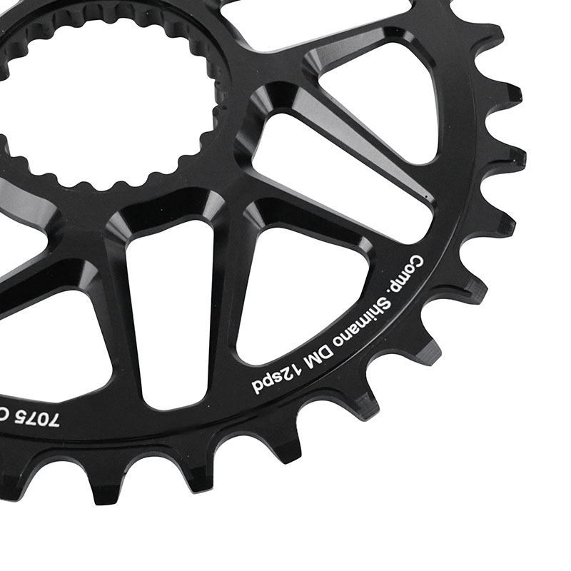 Plateau VTT direct mount pour shimano fc-m6100-m6120-m6130-fc-m7100-m7120-m7130-fc-m8100-m8120-m8130 Stronglight mono alu noir 32DTS - deport 3MM 12V. - vue 4