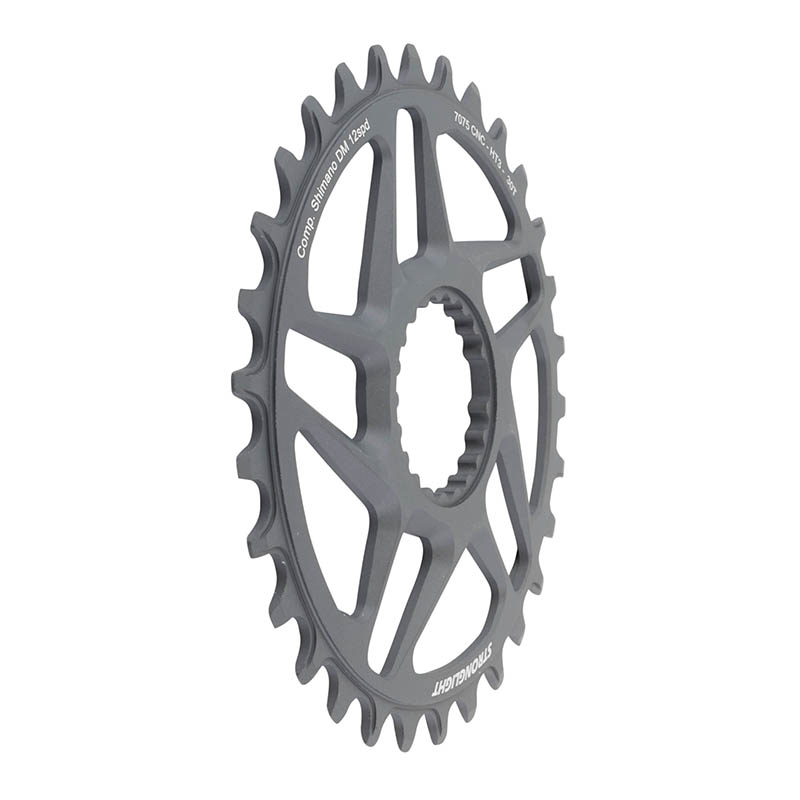 Plateau VTT direct mount boost pour shimano fc-m9100-m9120-m9130 Stronglight mono alu HT3 gris 30DTS - 12V. - vue 3