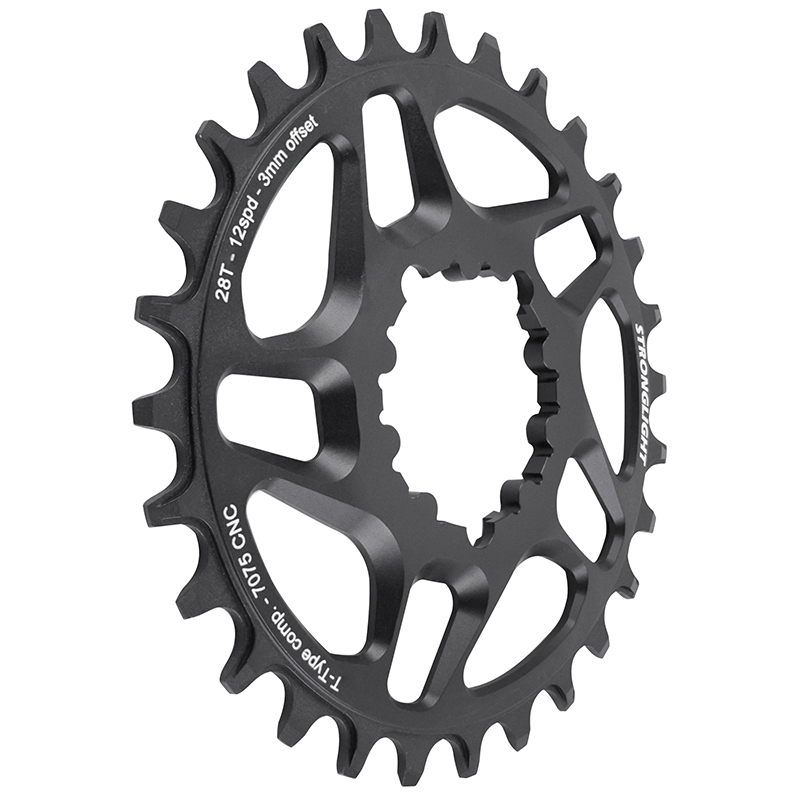 Plateau VTT direct mount pour sram sx-nx-gx Stronglight mono alu noir 28DTS - deport 3MM 12V. - vue 3