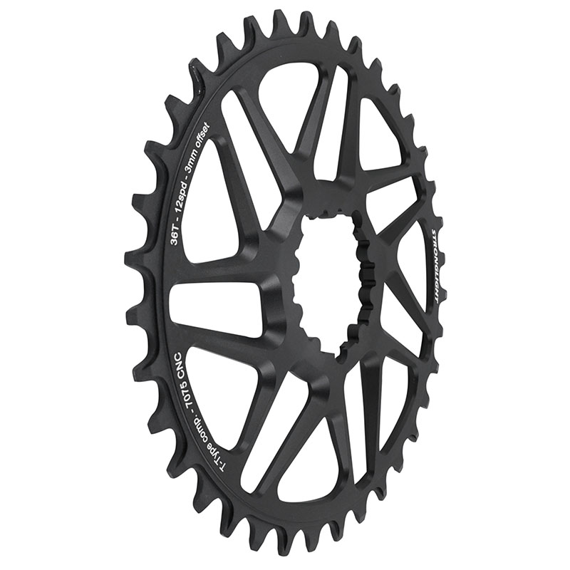 Plateau VTT direct mount pour sram sx-nx-gx Stronglight mono alu noir 36DTS - deport 3MM 12V. - vue 3
