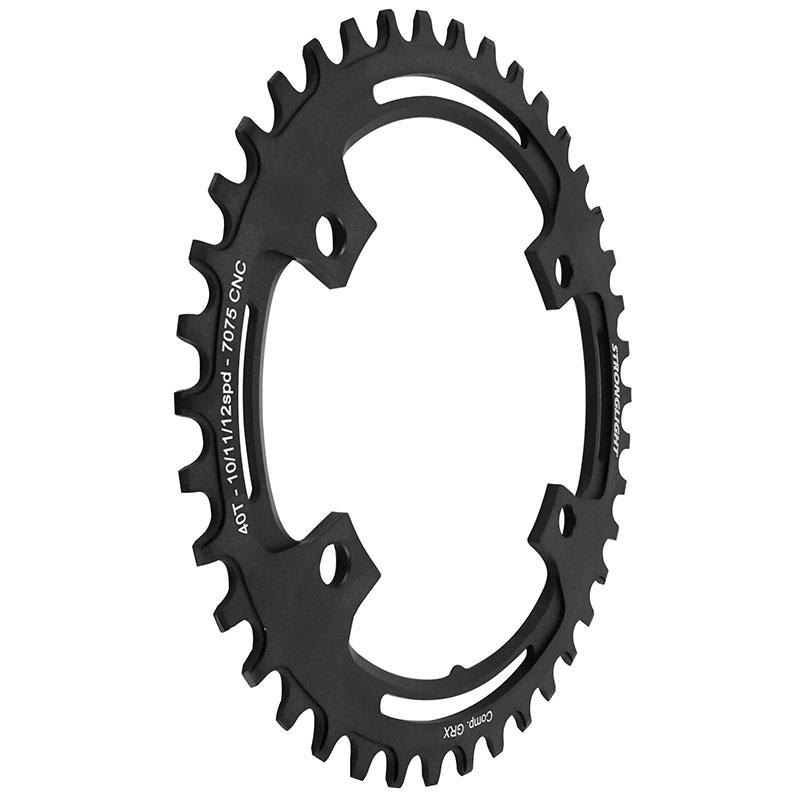 Plateau gravel 4BRA d.110POUR shimano GRX fc-rx600-rx610-rx810-rx820 Stronglight mono alu noir 40DTS - deport 3MM 12-11-10V. - vue 3