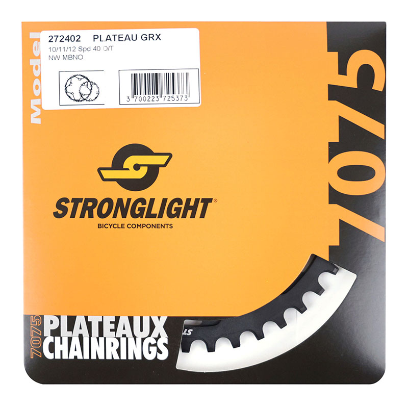 Plateau gravel 4BRA d.110POUR shimano GRX fc-rx600-rx610-rx810-rx820 Stronglight mono alu noir 40DTS - deport 3MM 12-11-10V. - vue 5