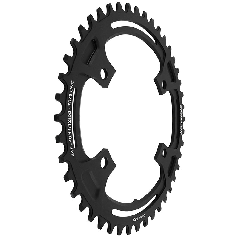 Plateau gravel 4BRA d.110POUR shimano GRX fc-rx600-rx610-rx810-rx820 Stronglight mono alu noir 44DTS - deport 3MM 12-11-10V. - vue 3