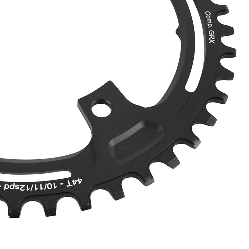 Plateau gravel 4BRA d.110POUR shimano GRX fc-rx600-rx610-rx810-rx820 Stronglight mono alu noir 44DTS - deport 3MM 12-11-10V. - vue 4