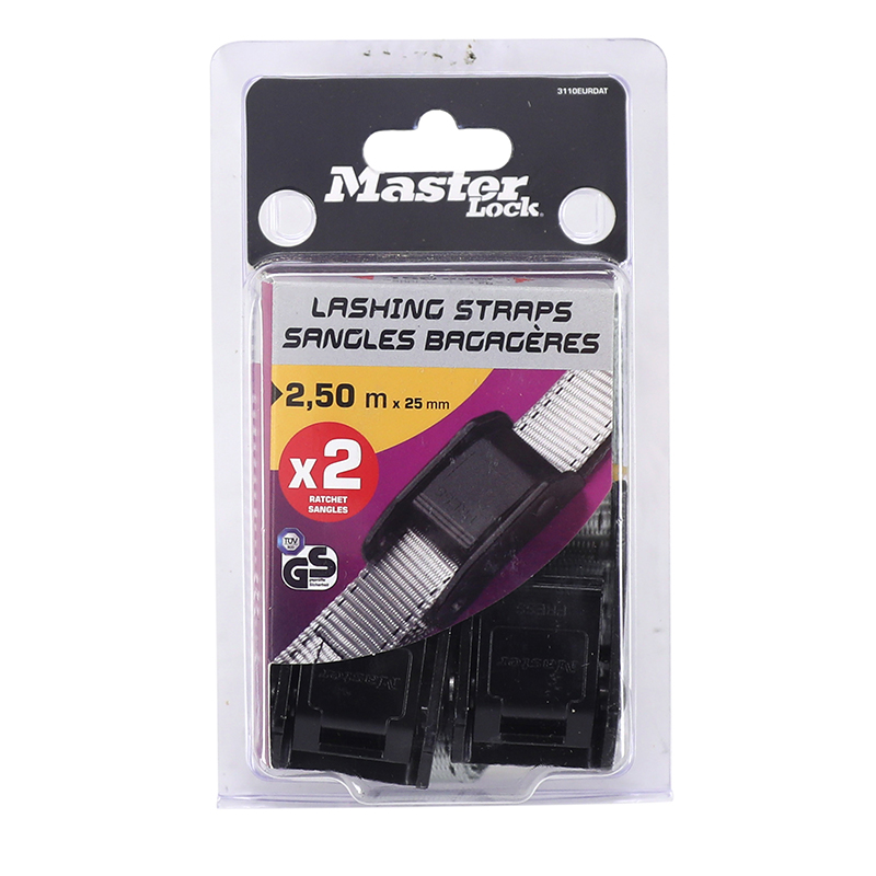 Sangle de bagagerie Masterlock largeur 25 mm longueur 2,50 m gris capacité 150 kg (paire) - vue 2