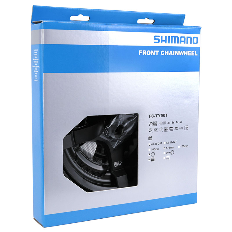 Pedalier VTT Shimano 6-7-8V. tourney noir 170MM 48-38-28 (boitier 123MM) - vue 5