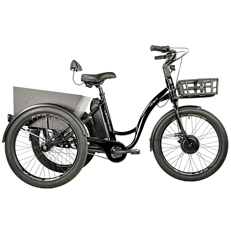 Tricycle electrique-vae city Leader Fox 24" lovelo 2025 mixte noir brillant 3V shimano nexus moteur roue av bafang 36V 45NM batterie 16,7AH (avec differentiel) - vue 2