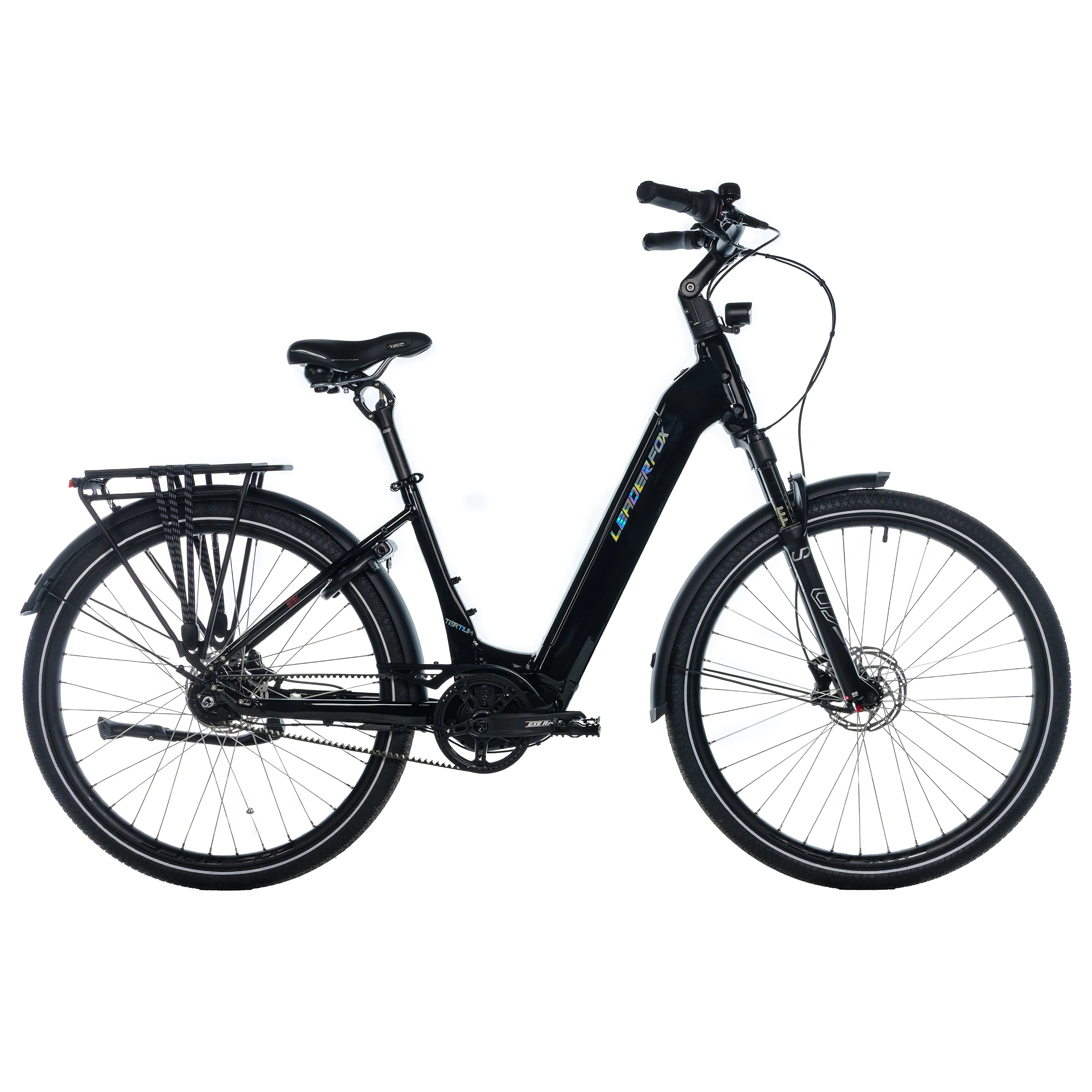 Velo electrique-vae city 28 Leader Fox tertium 2025 mixte noir brillant 8V shimano nexus moteur central bafang M420 36V 80NM batterie 15AH (20'' - H50,8CM - taille l - pour adulte de 178CM à 185CM) - vue 2