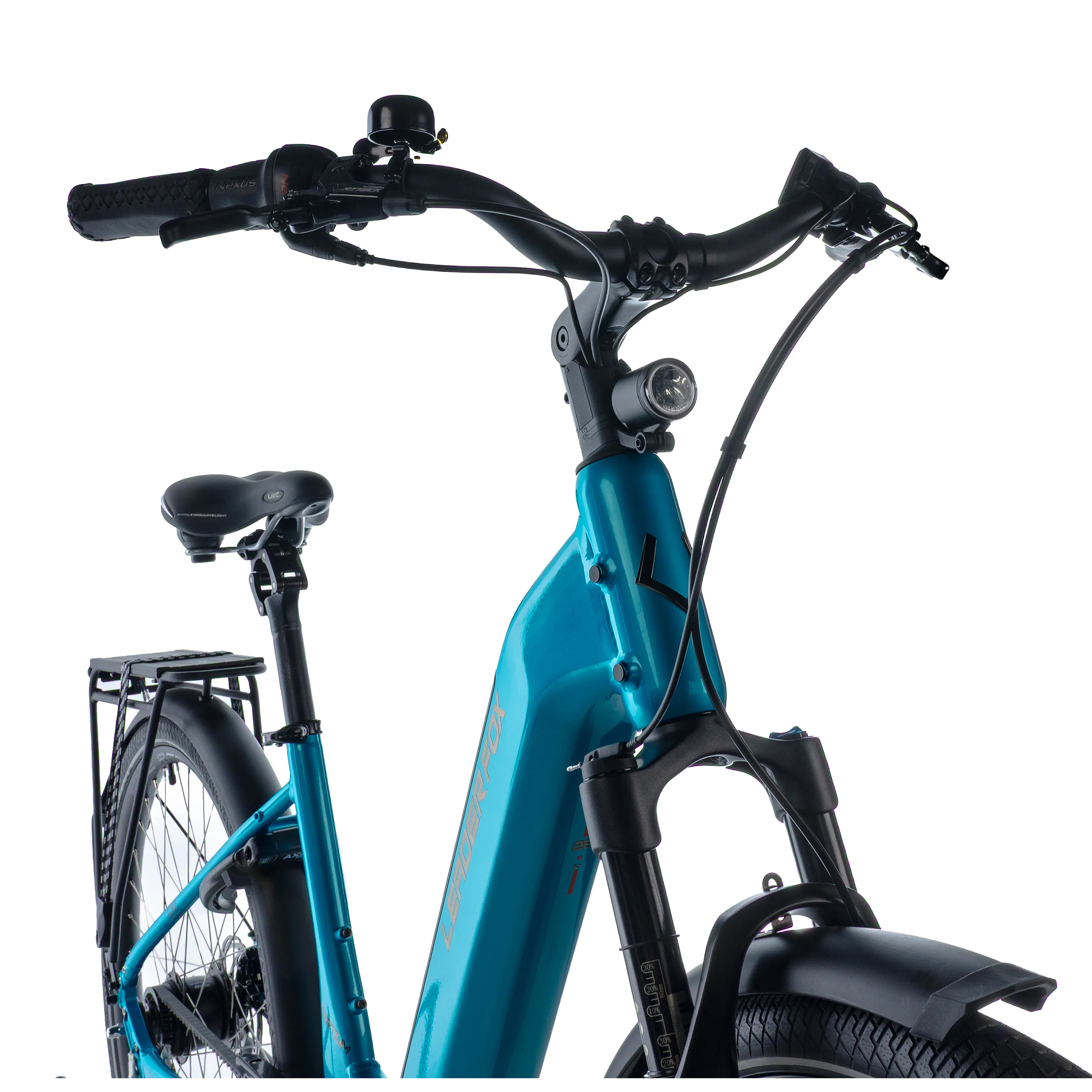Velo electrique-vae city 28 Leader Fox tertium 2025 mixte bleu clair 8V shimano nexus moteur central bafang M420 36V 80NM batterie 15AH (16,5'' - H42CM - taille s - pour adulte de 158CM à 168CM) - vue 3