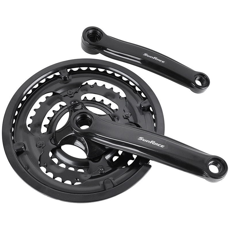 Pédalier VTT Sunrace 7-8V FCM2B acier noir 170 mm 48-38-28 avec pare-chaîne boîtier 118 mm - vue 3