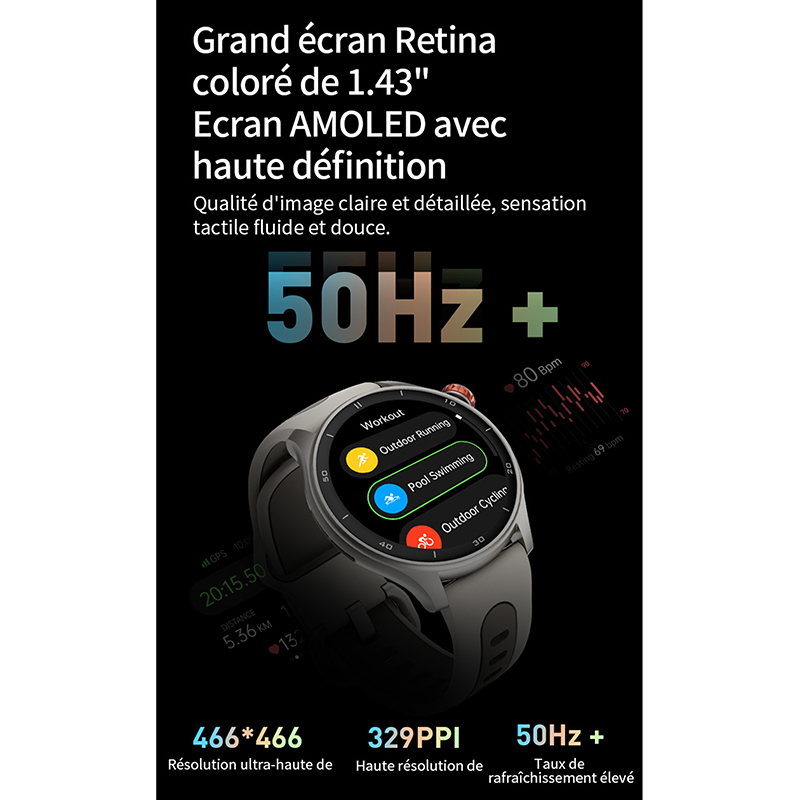 Montre GPS iGPSPORT LW10 rose - Compteur calories fréquence cardiaque sommeil - vue 7