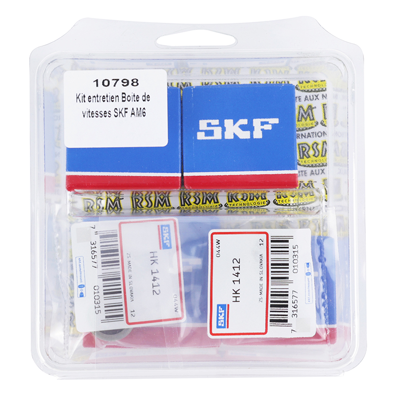 Roulement boite de vitesses + cage aiguilles 50 a boite P2R SKF adaptable minarelli 50 AM6-BETA 50 rr-rieju 50 mrt-sherco 50 se-r-mbk 50 x-power-peugeot 50 XPS (roulements SKF + douilles SKF) - vue 2