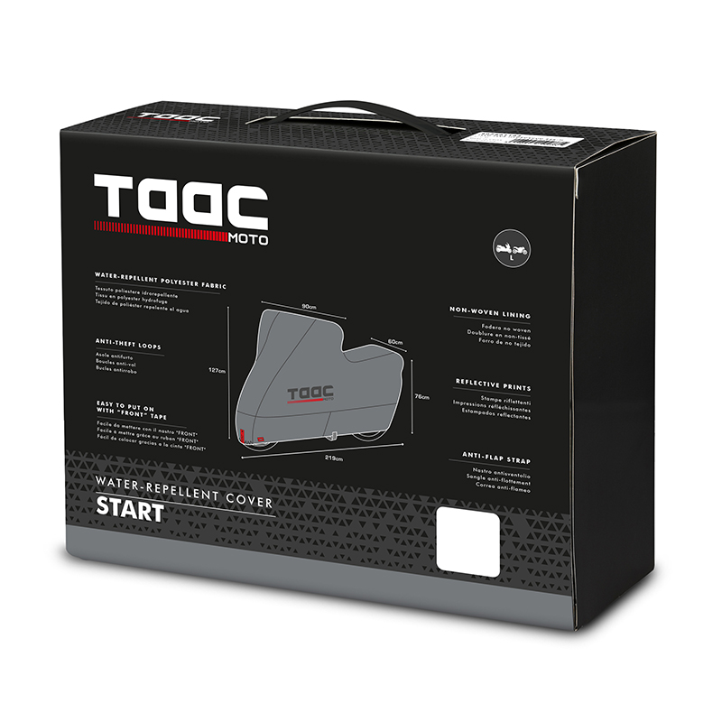 Housse de protection moto TAAC Start polyester hydrofuge taille L gris (219x90x127cm) - vue 7