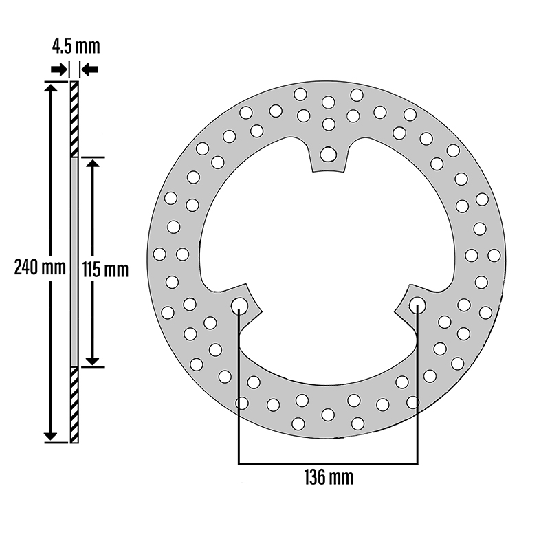 Disque de frein adaptable suzuki 125-200 burgman uh 2014+2020 av-ar (ext 240MM - int 115MM - 3 trous) (DF4139A) -Newfren - vue 3
