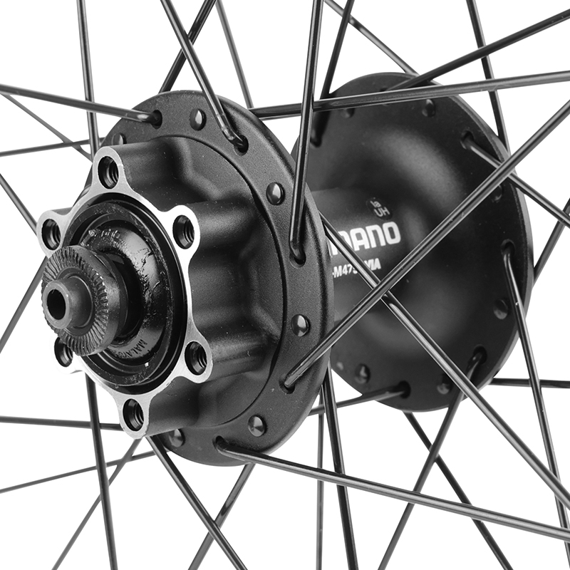 Roue VTT 27,5" Velox Pulse double paroi avant moyeu Shimano M475 Deore disc 6 trous tubeless ready noir jante 23C 32 rayons - vue 3